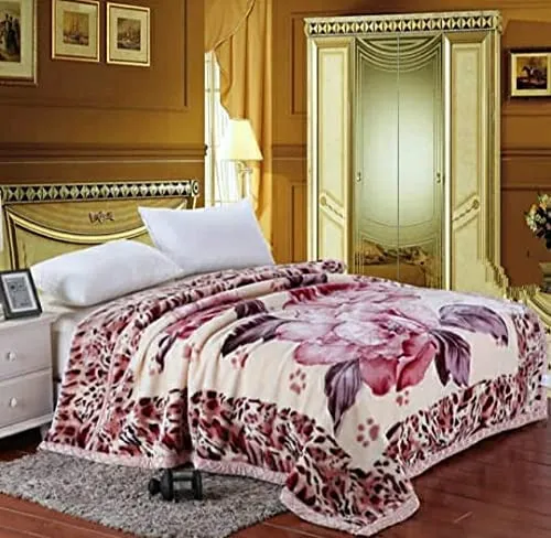 ELSTONE HOME Silky Soft Floral Double Bed Embossed Double PlSilky Mink Blanket for Winters - Embossed Design That Will Enhance Your Room with Vibrant Attractive - Multicolor, lightweight