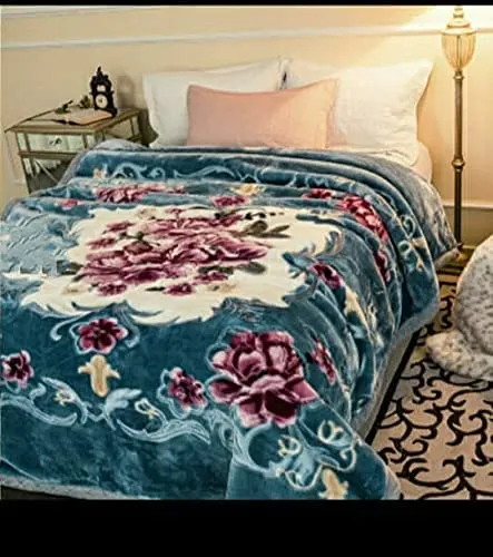 ELSTONE HOME Silky Soft Floral Double Bed Embossed Double PlSilky Mink Blanket for Winters - Embossed Design That Will Enhance Your Room with Vibrant Attractive - Multicolor, lightweight