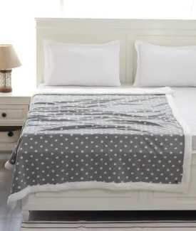 Fun with Dots - Cotton Knitted with Sherpa Back Single Bed blanket