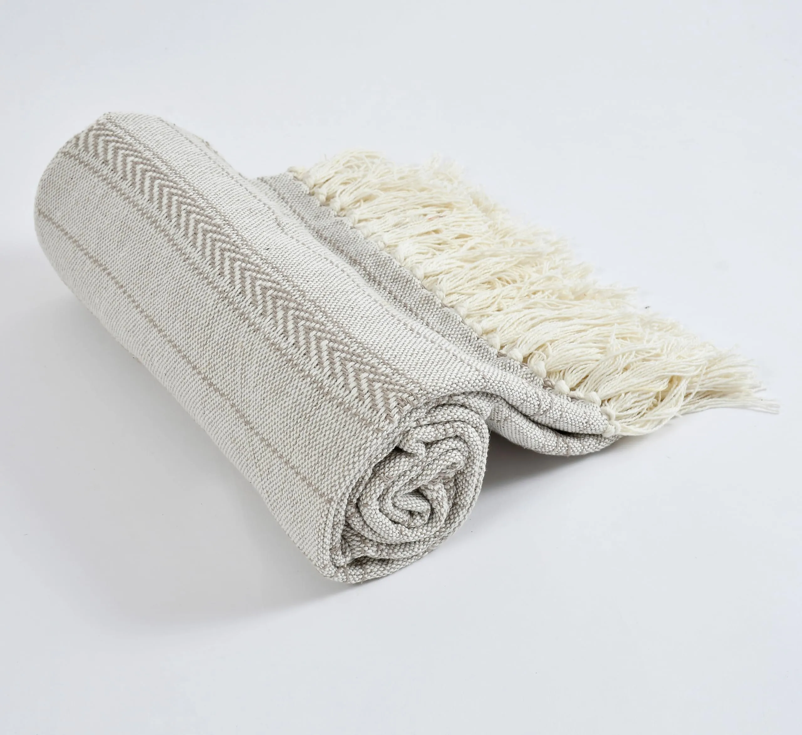 Furnofy 100% Cotton Sofa Throw | Handmade Throw - 50x60 Inches (Cream)