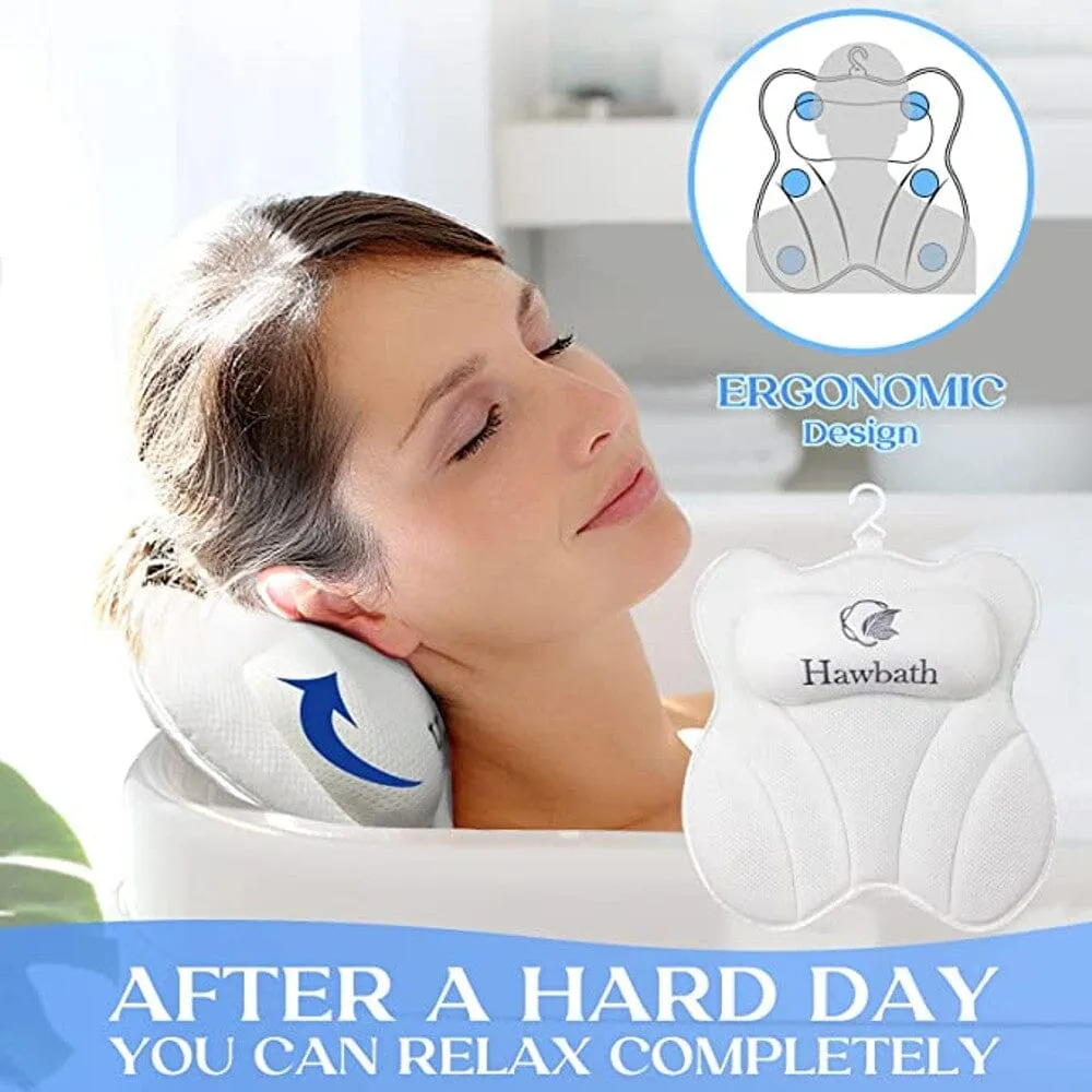 Hawbath Ultra-Soft Bath Pillow With 6 Suction Cups