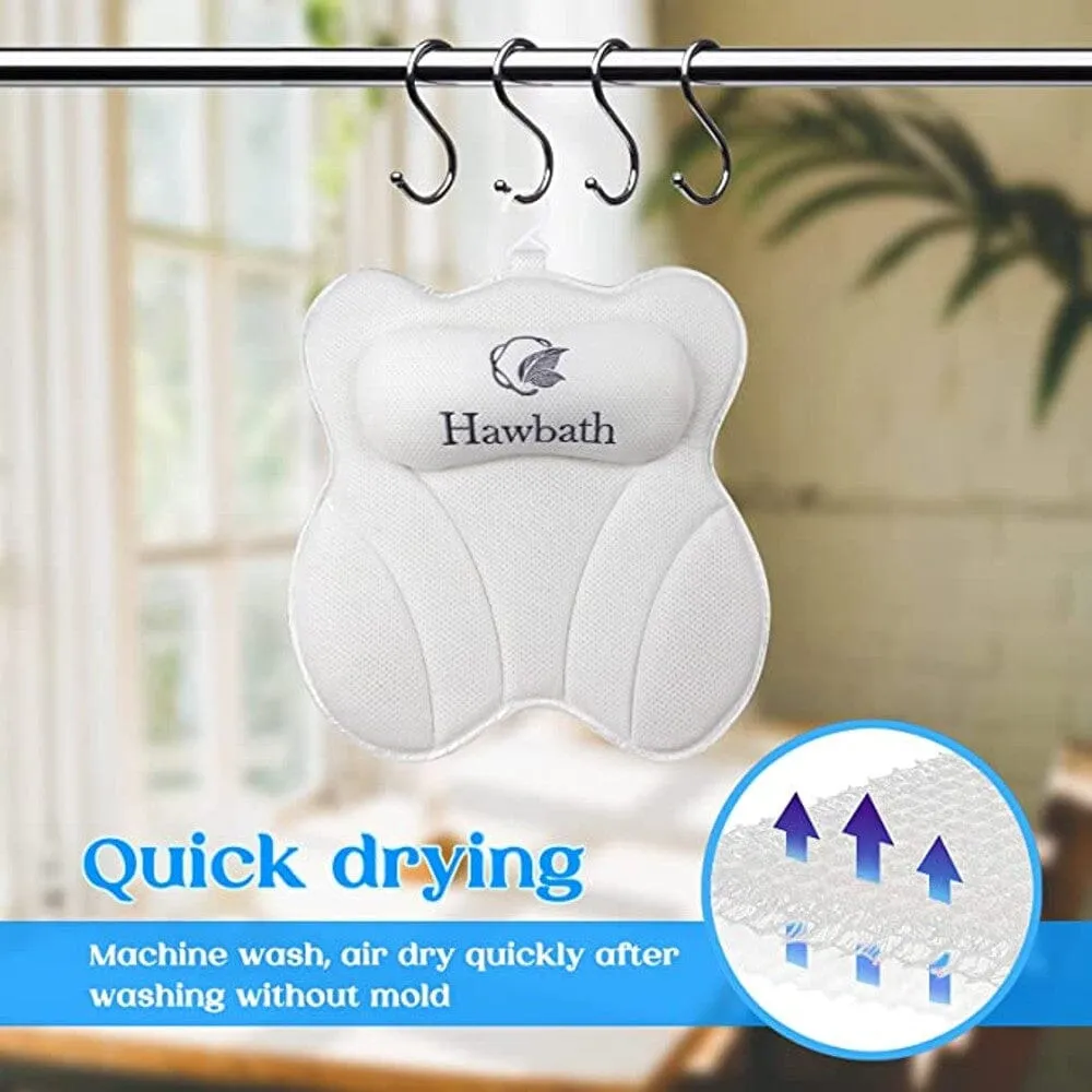 Hawbath Ultra-Soft Bath Pillow With 6 Suction Cups