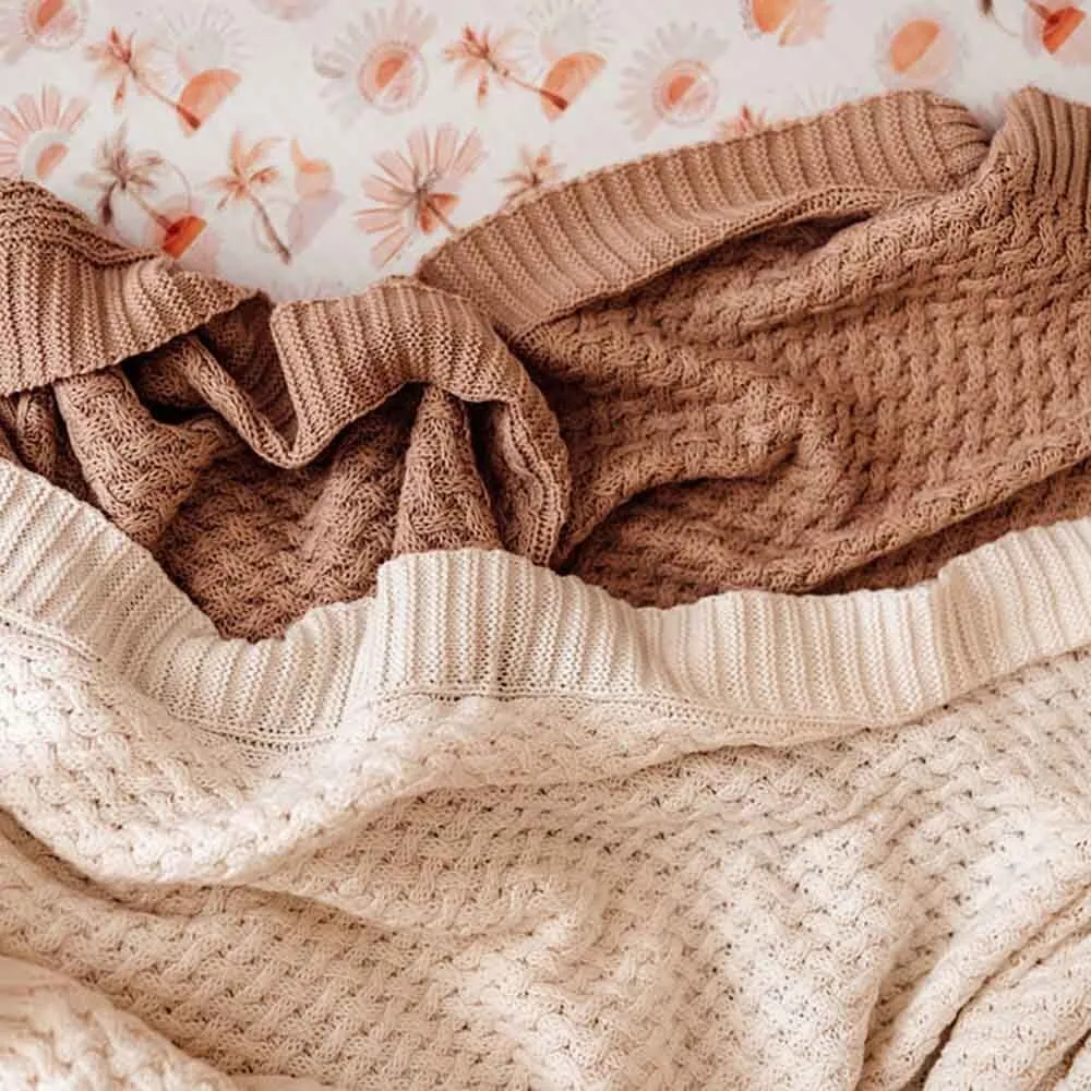 Hazelnut Diamond Knit Organic Baby Blanket