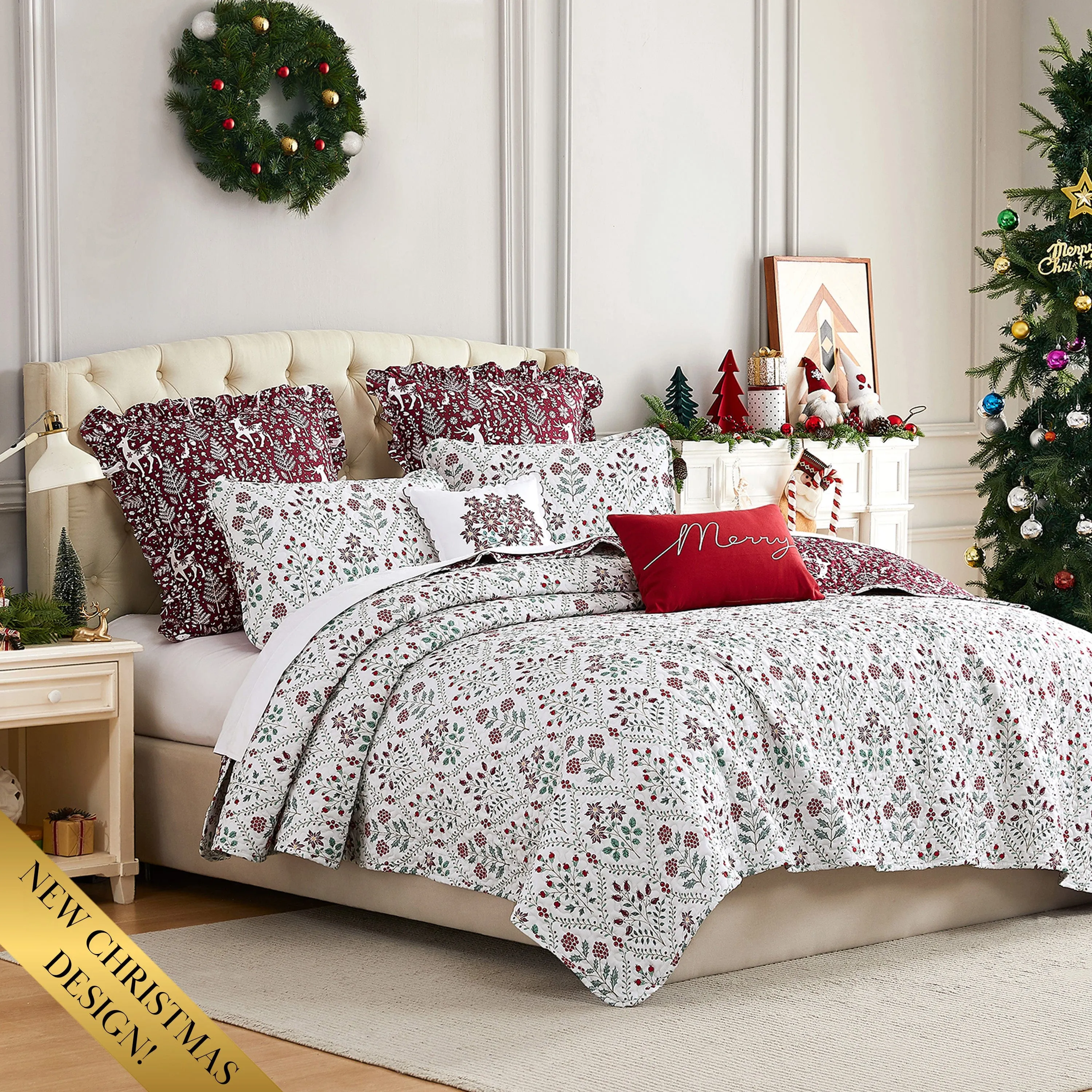 Holiday Harmony Reversible 7-Piece Quilt Bedding Set