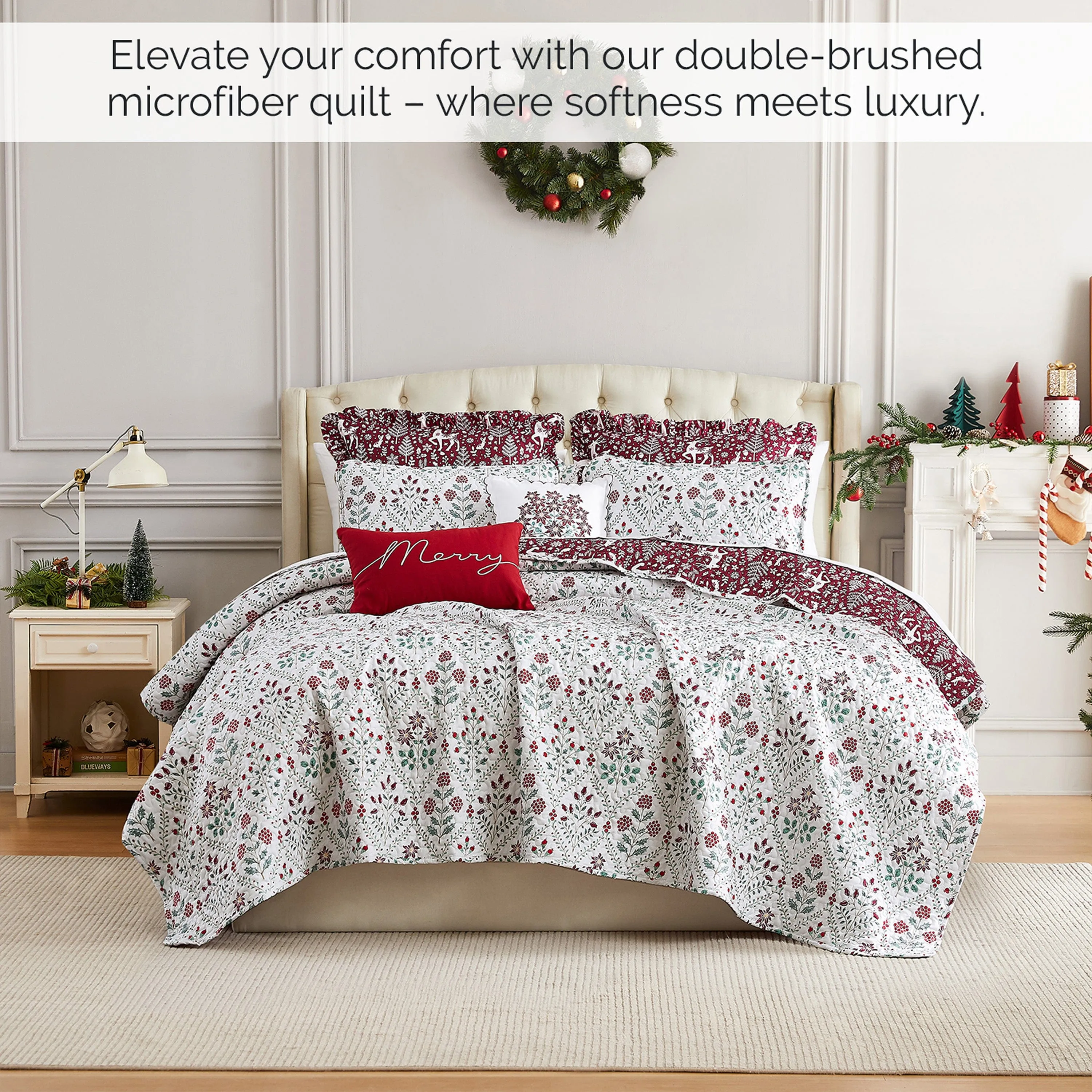 Holiday Harmony Reversible 7-Piece Quilt Bedding Set