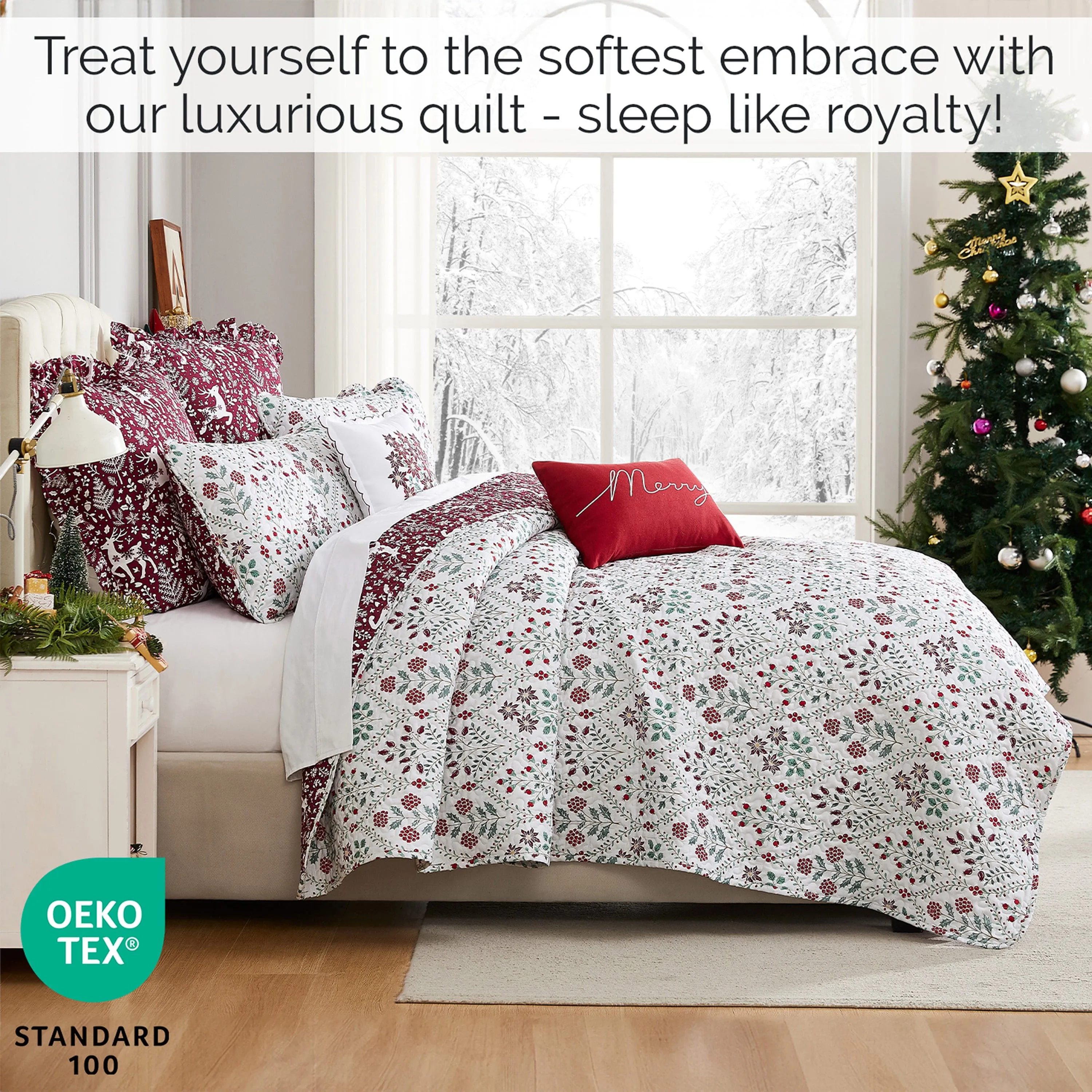 Holiday Harmony Reversible 7-Piece Quilt Bedding Set