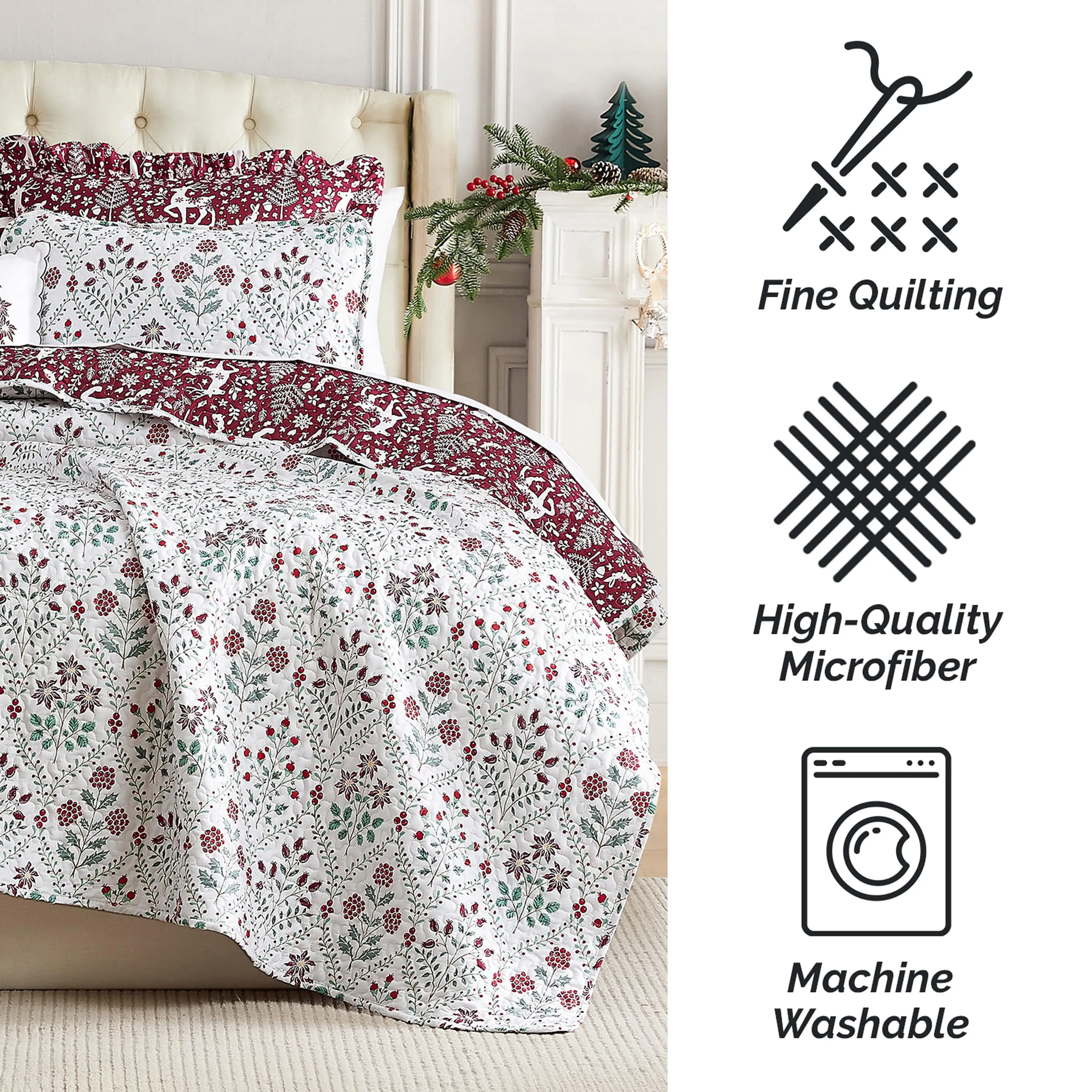 Holiday Harmony Reversible 7-Piece Quilt Bedding Set