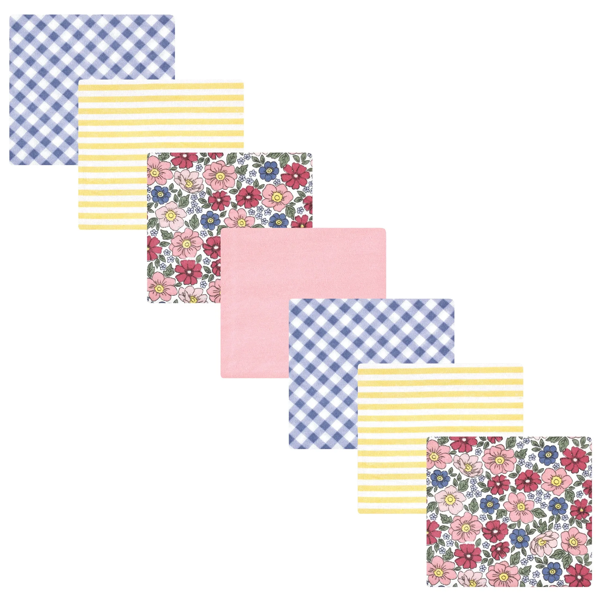 Hudson Baby Cotton Flannel Receiving Blankets Bundle, Pink Blue Pretty Floral