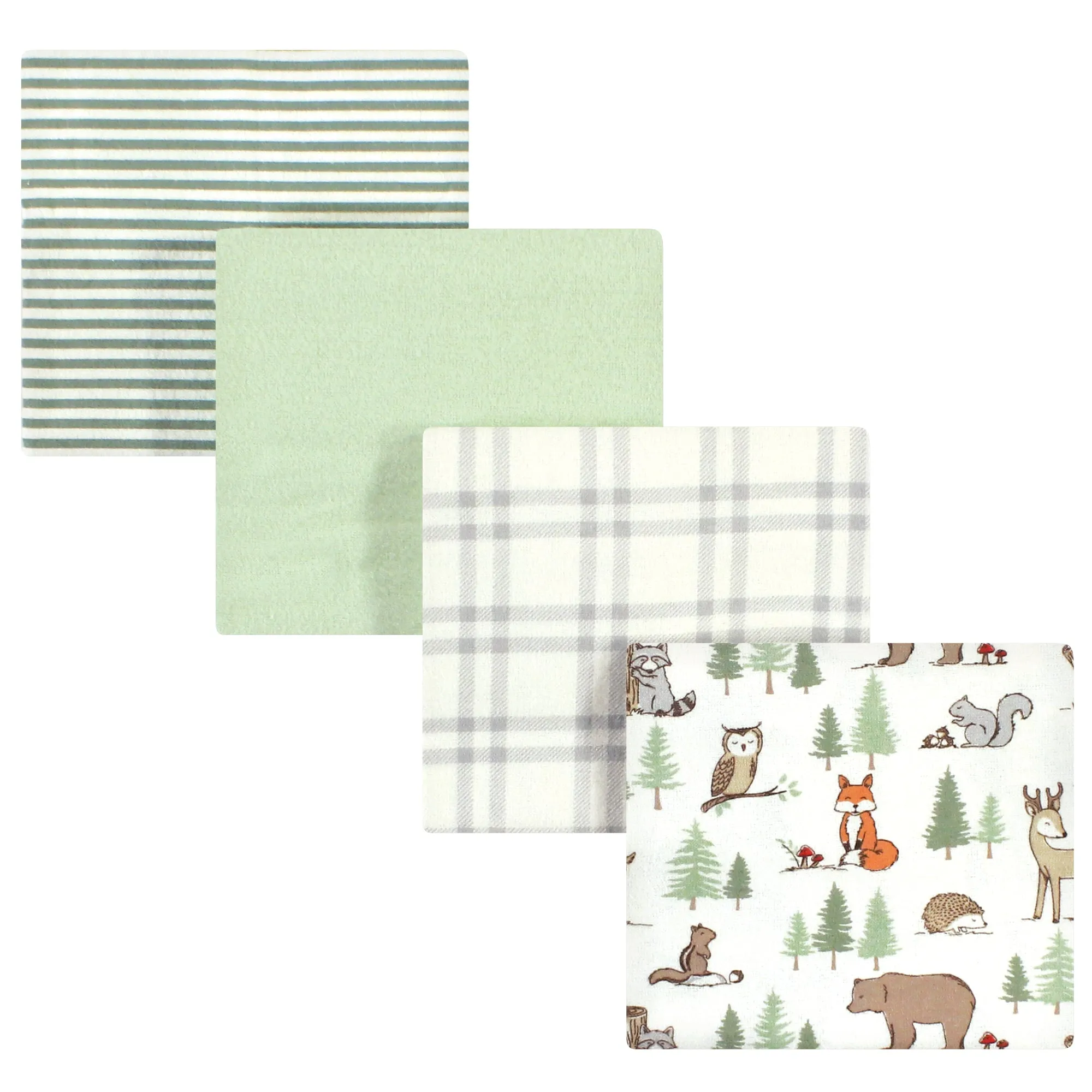 Hudson Baby Cotton Flannel Receiving Blankets, Forest Animals