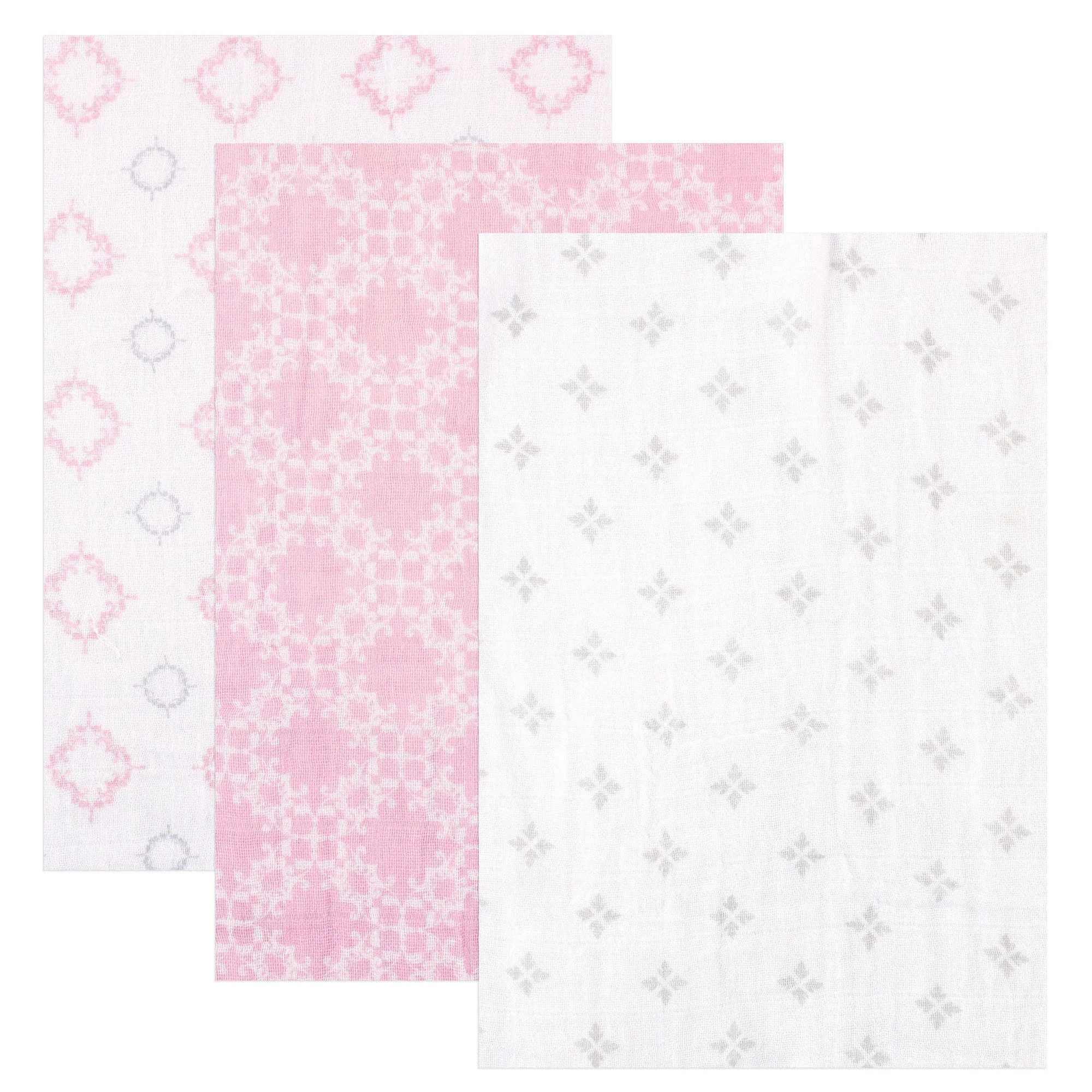 Hudson Baby Cotton Muslin Swaddle Blankets, Damask