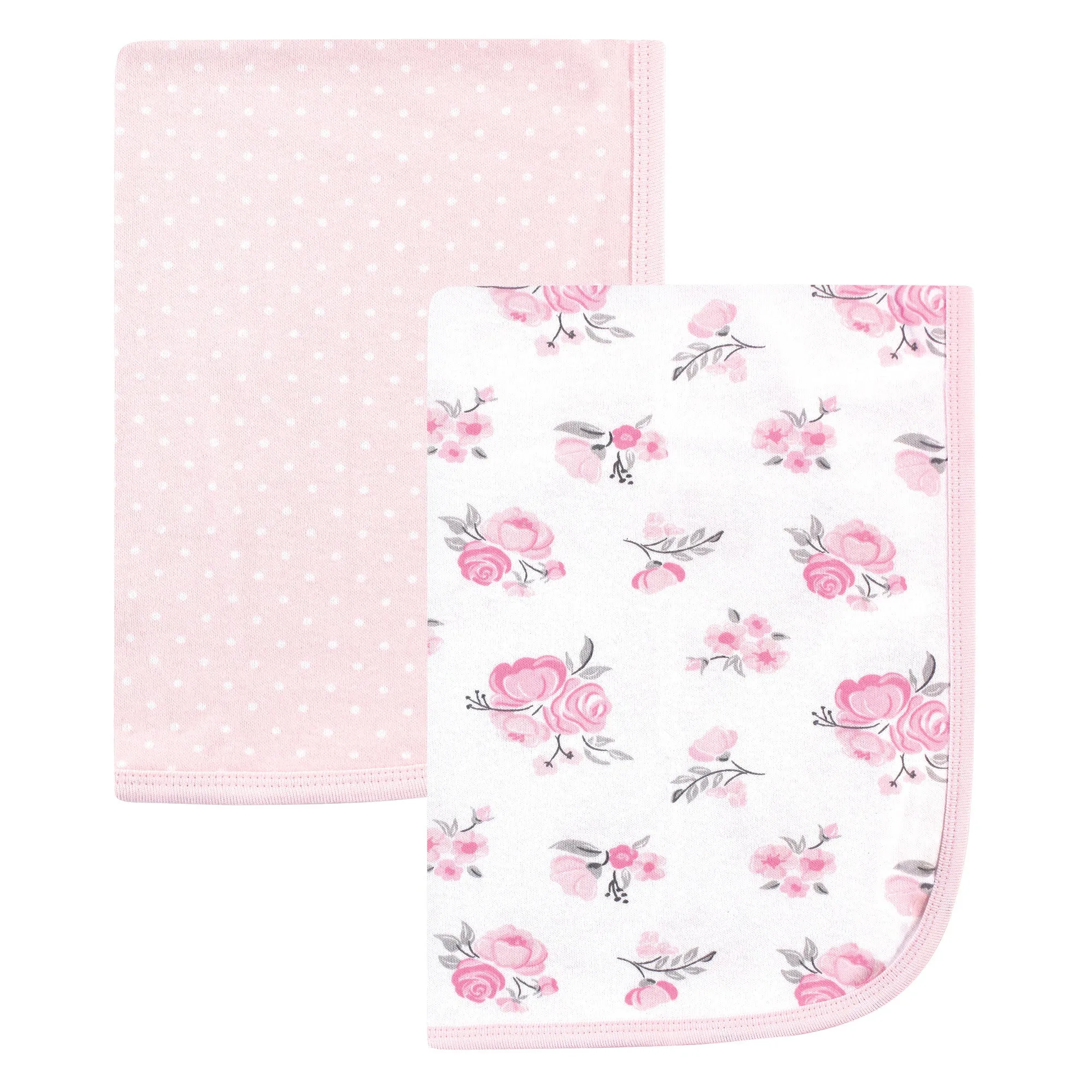 Hudson Baby Cotton Swaddle Blankets, Pink Floral