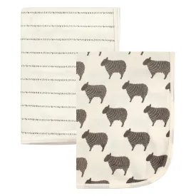 Hudson Baby Cotton Swaddle Blankets, Sheep