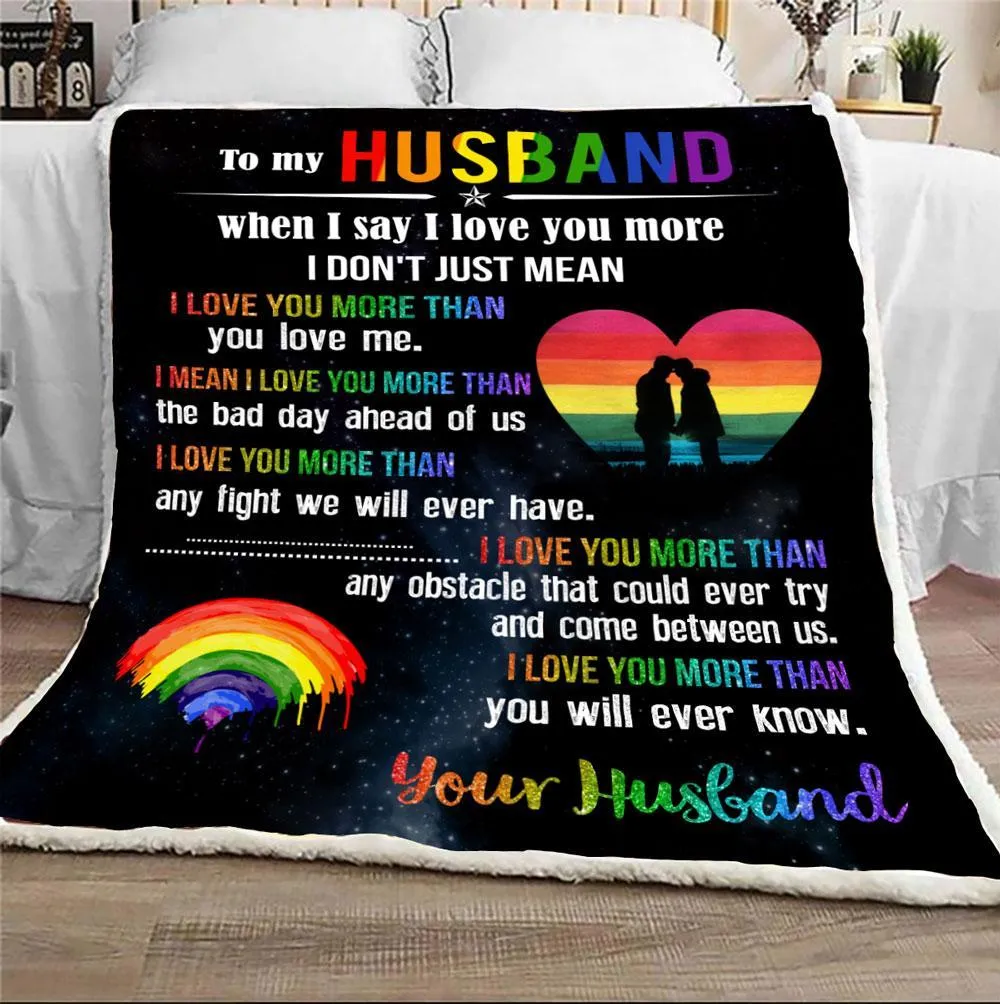 I Love You Blanket For Gaymer, Gift To Couple Gay Man, To My Husband Lgbt Blanket