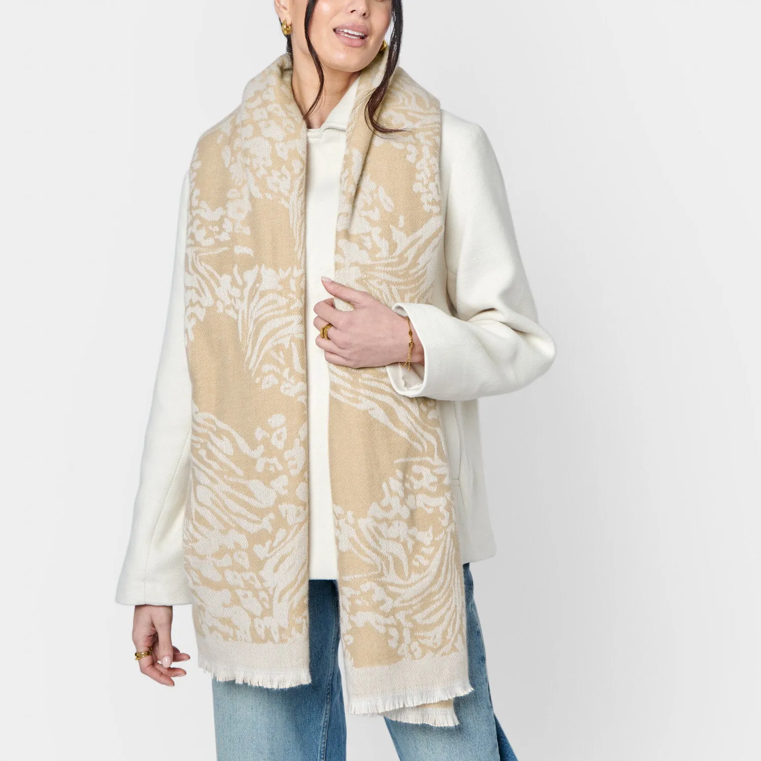 Katie Loxton 190cm Soft Tan Animal Printed Blanket Scarf