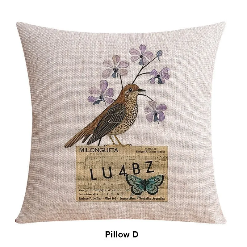 Large Decorative Pillow Covers, Decorative Sofa Pillows for Children's Room, Love Birds Throw Pillows for Couch, Singing Birds Decorative Throw Pillows