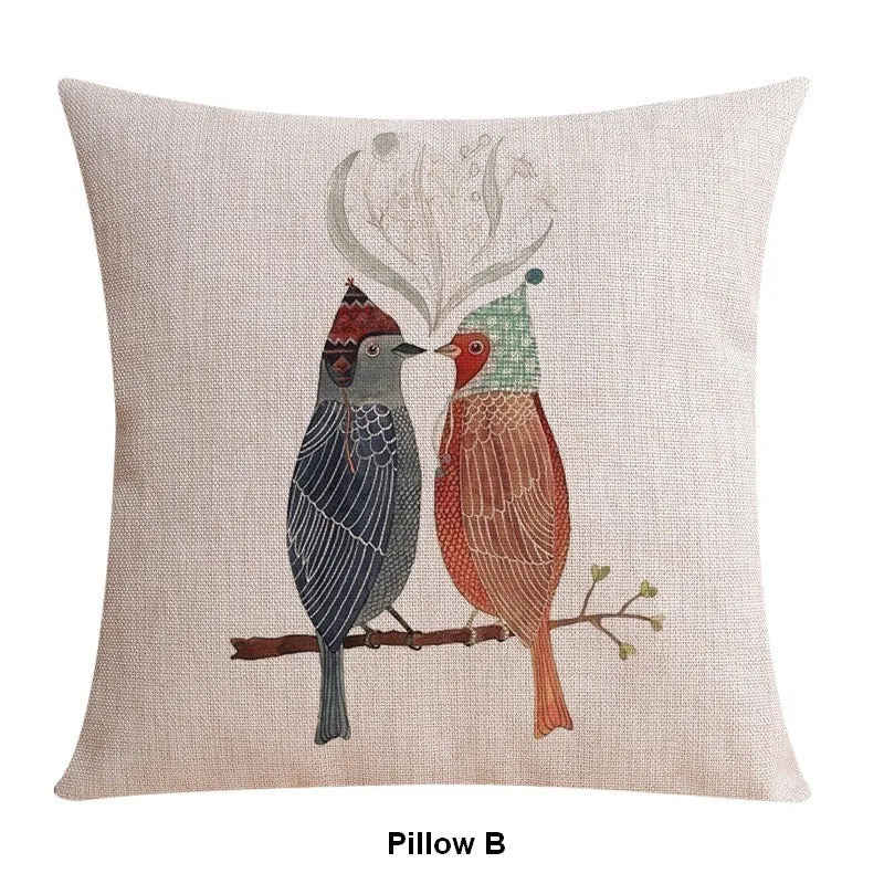 Large Decorative Pillow Covers, Decorative Sofa Pillows for Children's Room, Love Birds Throw Pillows for Couch, Singing Birds Decorative Throw Pillows