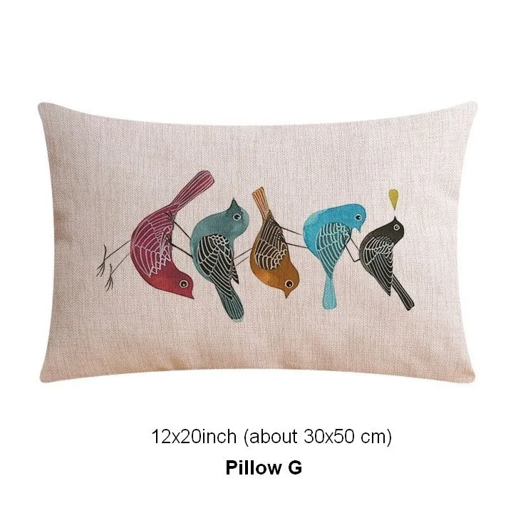 Large Decorative Pillow Covers, Decorative Sofa Pillows for Children's Room, Love Birds Throw Pillows for Couch, Singing Birds Decorative Throw Pillows