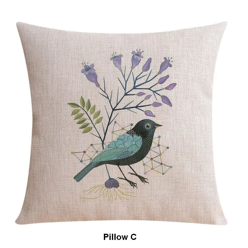 Large Decorative Pillow Covers, Decorative Sofa Pillows for Children's Room, Love Birds Throw Pillows for Couch, Singing Birds Decorative Throw Pillows