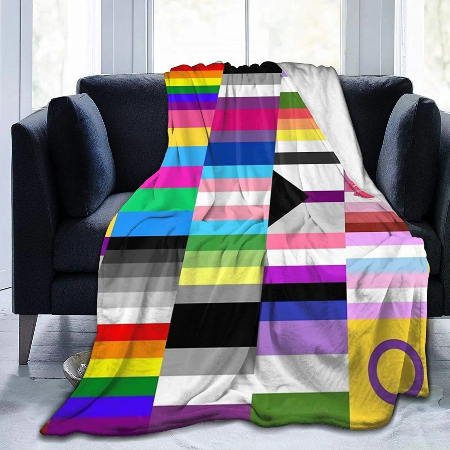 Lesbian Gay Lgbt Pride Flannel Sherpa Throw Soft Plush Flannel Blanket Throws For Bed, Couch, Sofa