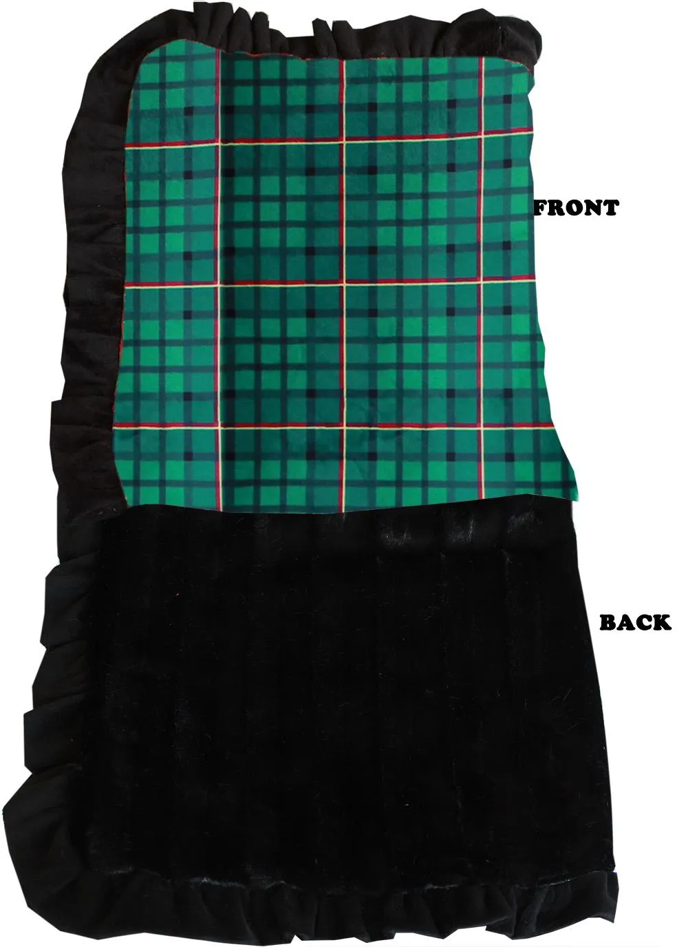 Luxurious Plush Pet Blanket Green Plaid 1-2 Size