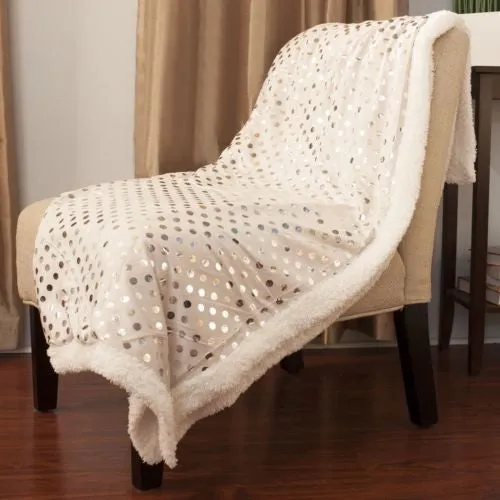 Luxurious Plush Polka Dots Blanket, 50" X 60"