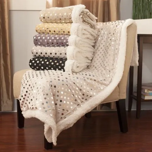 Luxurious Plush Polka Dots Blanket, 50" X 60"