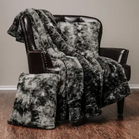 Marble Grey Fur Throw and Pillow Set