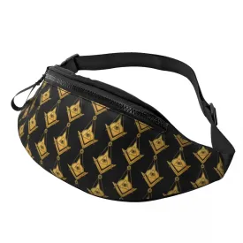 Master Mason Blue Lodge Sling Bag - Gold All Seeing Eye Square & Compass Design