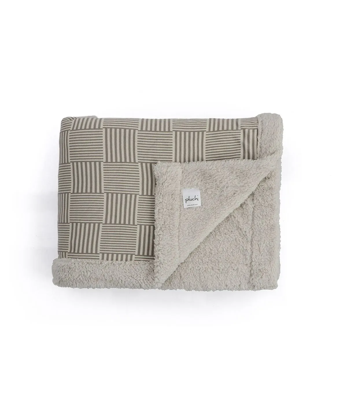 Maze Grey Natural Cotton Knitted Single Bed Blanket layered with Warm Sherpa Fabric