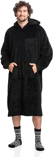 Men's Black Ultimate Sherpa Blanket Hoodie - The Epitome of Cozy Loungewear