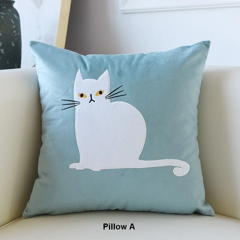 Modern Decorative Throw Pillows, Lovely Cat Pillow Covers for Kid's Room, Modern Sofa Decorative Pillows, Cat Decorative Throw Pillows for Couch