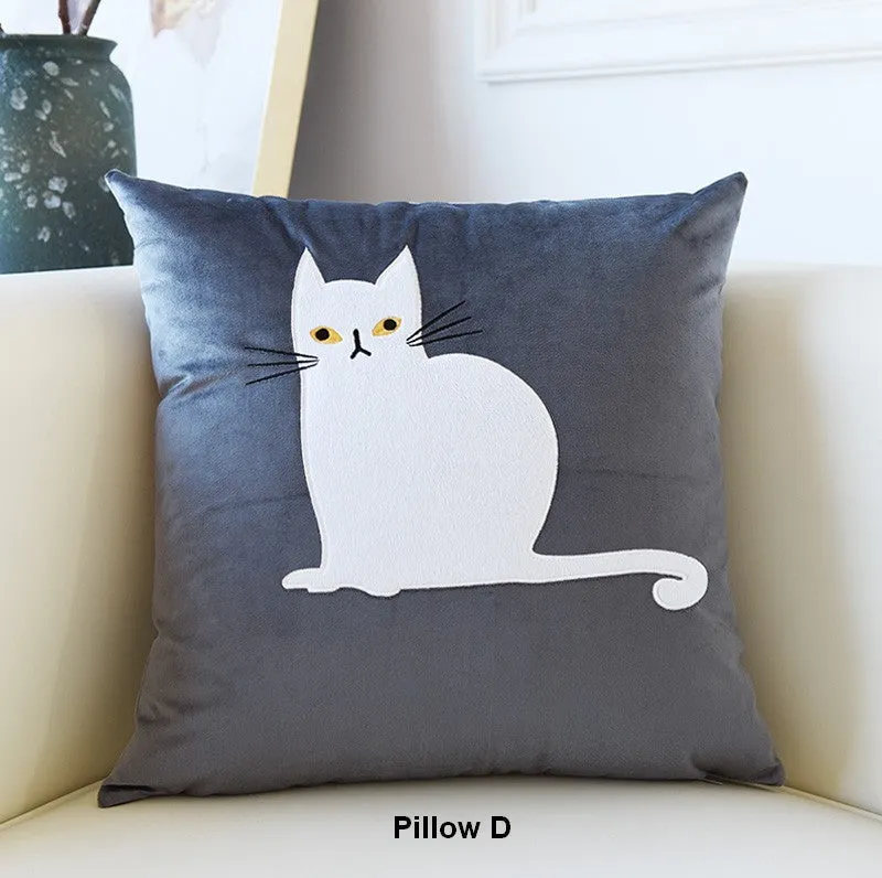 Modern Decorative Throw Pillows, Lovely Cat Pillow Covers for Kid's Room, Modern Sofa Decorative Pillows, Cat Decorative Throw Pillows for Couch