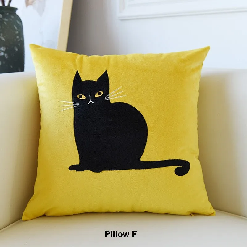 Modern Decorative Throw Pillows, Lovely Cat Pillow Covers for Kid's Room, Modern Sofa Decorative Pillows, Cat Decorative Throw Pillows for Couch