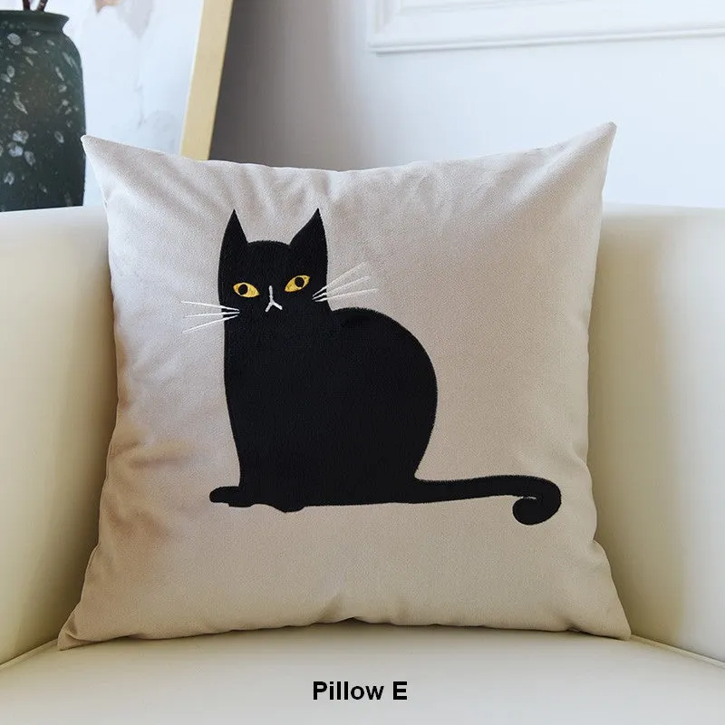 Modern Decorative Throw Pillows, Lovely Cat Pillow Covers for Kid's Room, Modern Sofa Decorative Pillows, Cat Decorative Throw Pillows for Couch