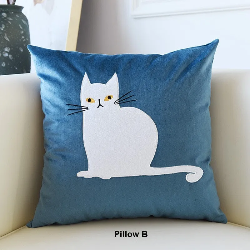 Modern Decorative Throw Pillows, Lovely Cat Pillow Covers for Kid's Room, Modern Sofa Decorative Pillows, Cat Decorative Throw Pillows for Couch