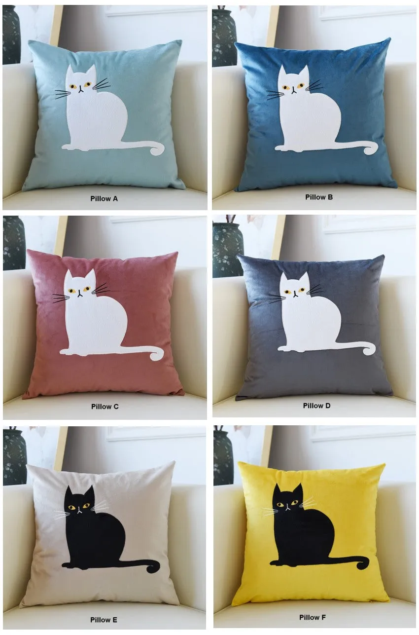 Modern Decorative Throw Pillows, Lovely Cat Pillow Covers for Kid's Room, Modern Sofa Decorative Pillows, Cat Decorative Throw Pillows for Couch