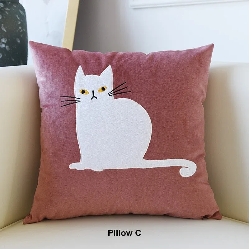 Modern Decorative Throw Pillows, Lovely Cat Pillow Covers for Kid's Room, Modern Sofa Decorative Pillows, Cat Decorative Throw Pillows for Couch