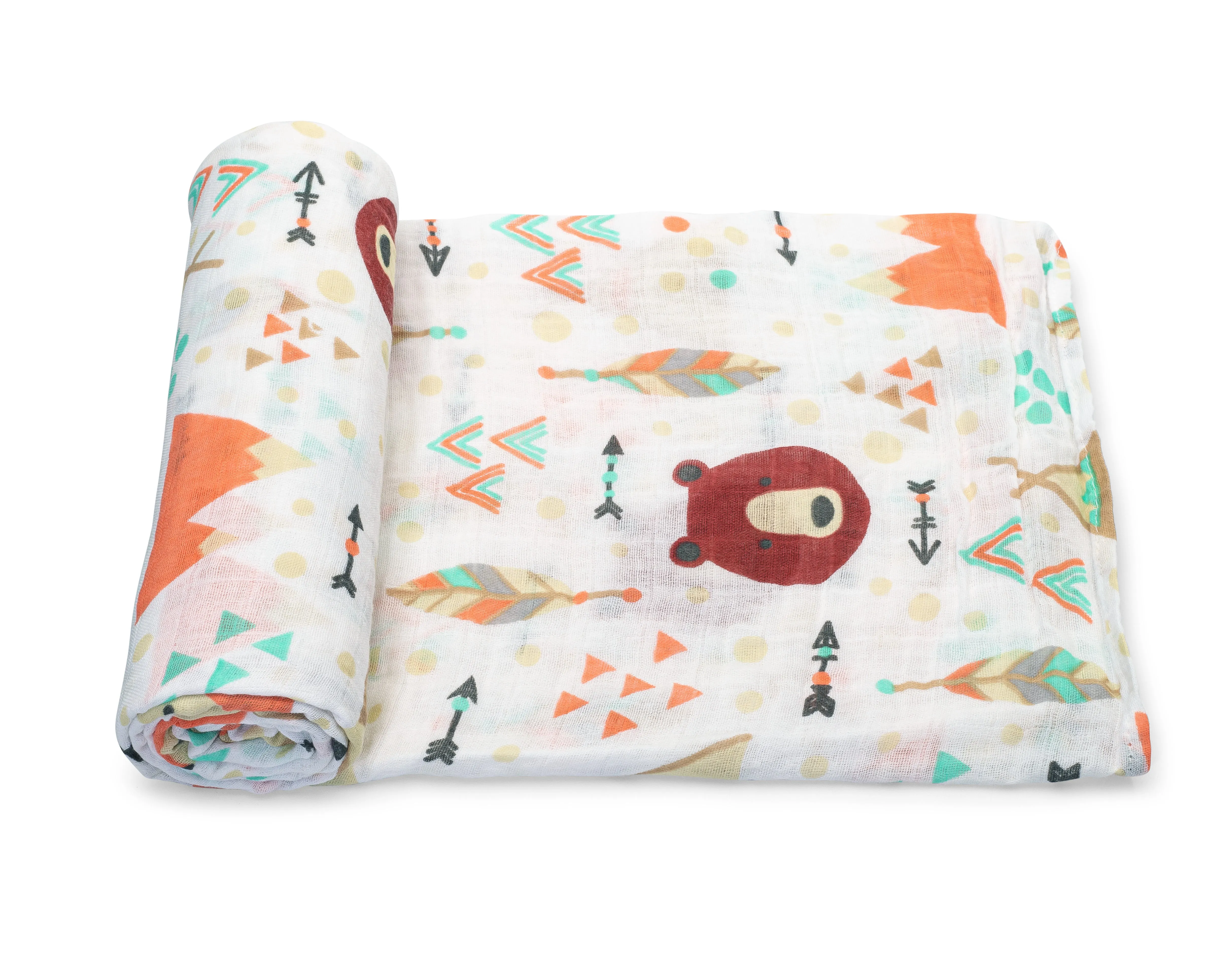 Muslin Swaddle Blanket - Fox/Bear