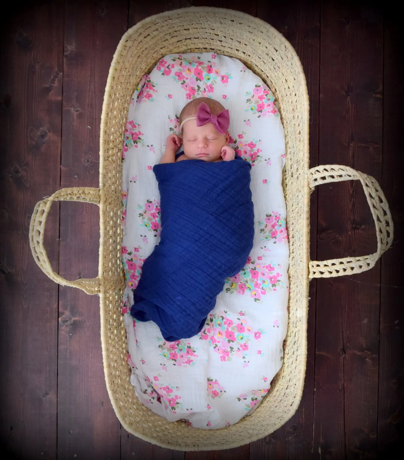 Muslin Swaddle Blanket - Pink Flowers