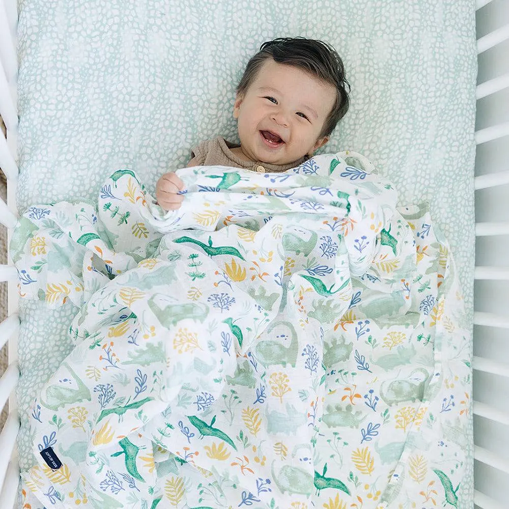 Muslin Swaddle Blanket Set Premium Cotton Dino Roar   Upscale