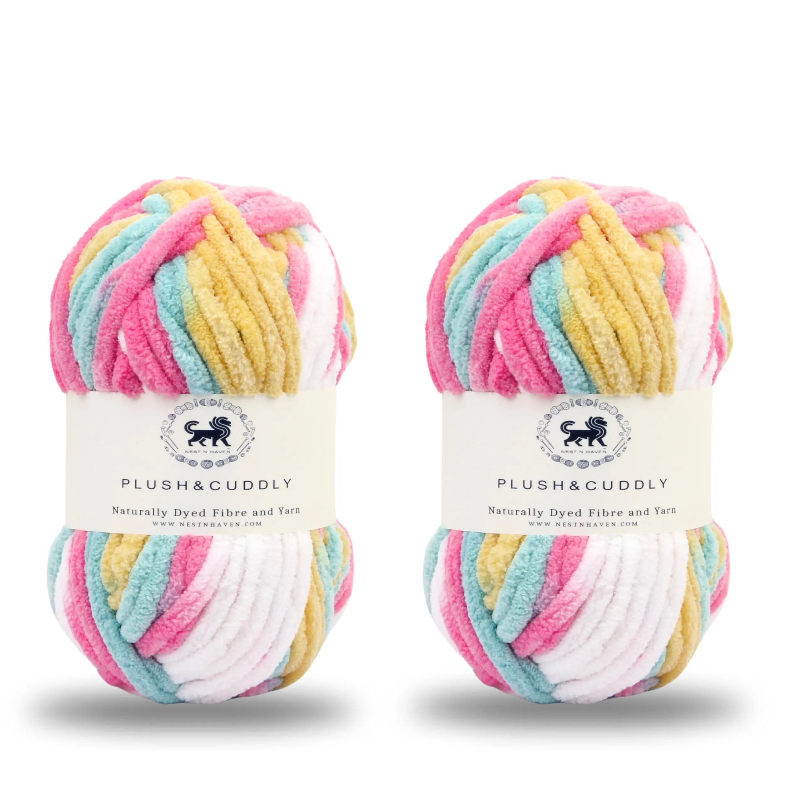 NESTNHAVEN, Plush & Cuddly, Chenille Yarn Supersoft Knitting Wool Ball, 200 Grams (2Balls / 100 Gram Each) Multi Colour Ball Suitable for Craft, Babywear, Baby Blankets, 5 Bulky, Shade no - NNHB008