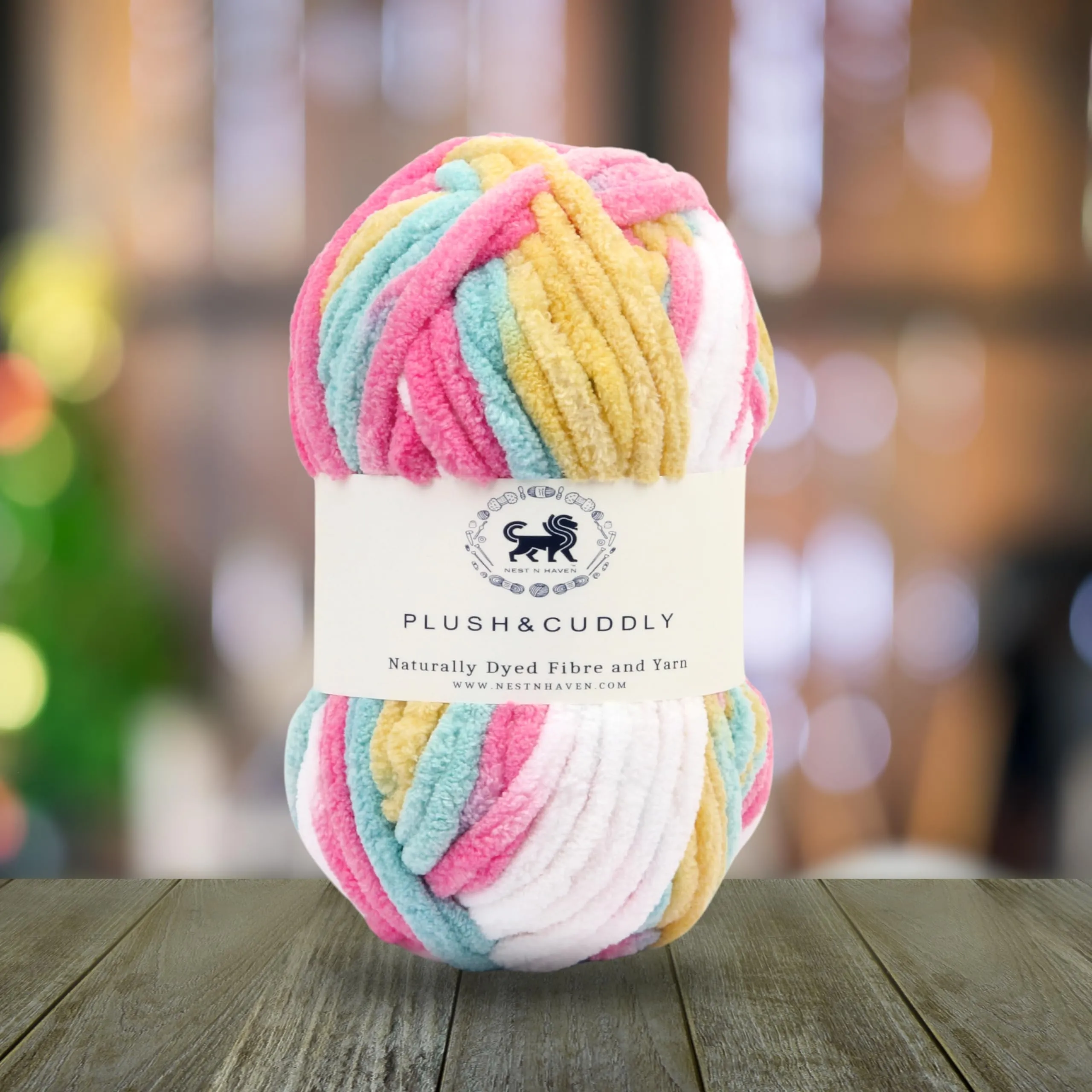 NESTNHAVEN, Plush & Cuddly, Chenille Yarn Supersoft Knitting Wool Ball, 200 Grams (2Balls / 100 Gram Each) Multi Colour Ball Suitable for Craft, Babywear, Baby Blankets, 5 Bulky, Shade no - NNHB008