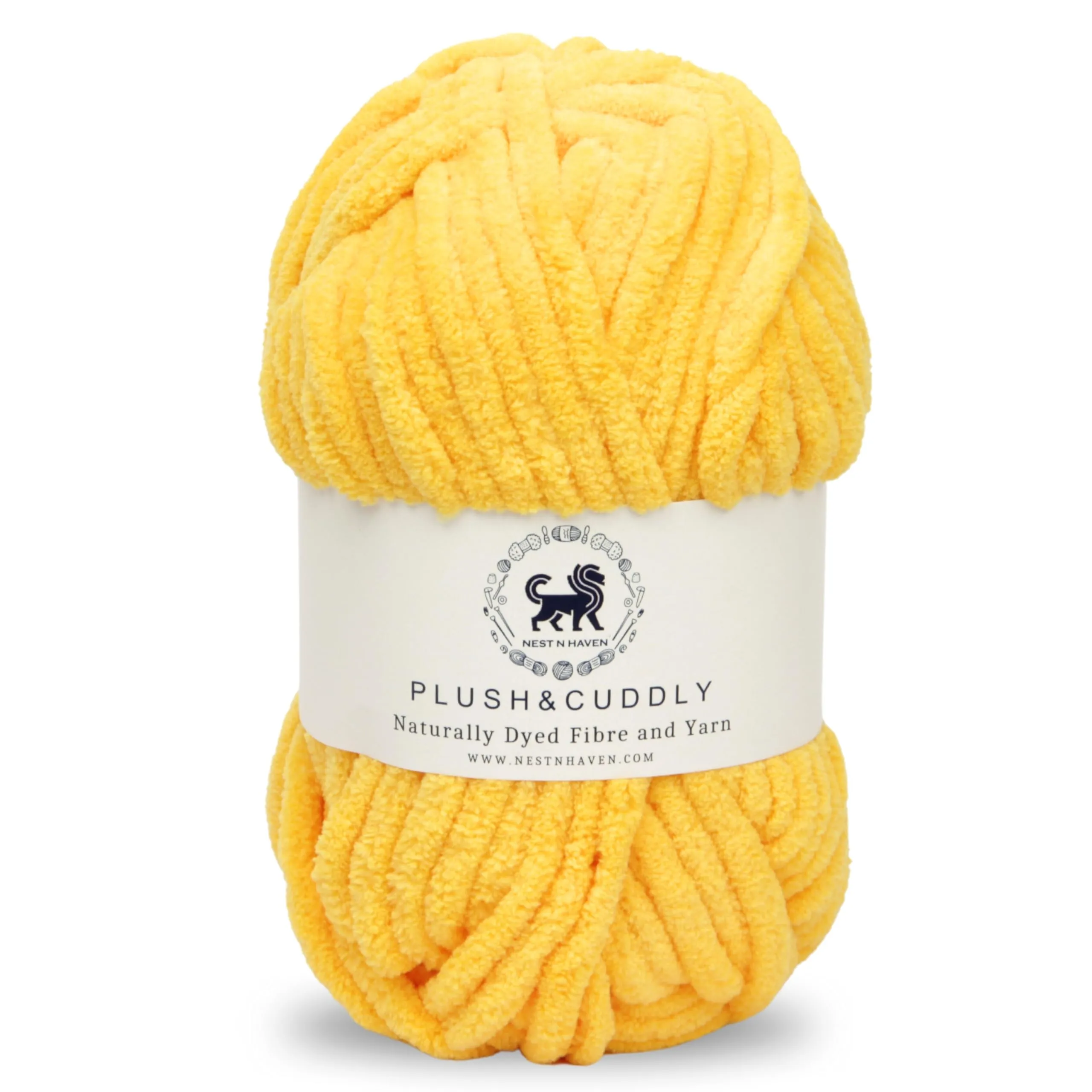 Supersoft Chenille Yarn Wool Ball for Hand Knitting - Baby-Friendly Plush & Cuddly Craft Ball (100g) - Bulky Weight - Yellow Shade NNHB060