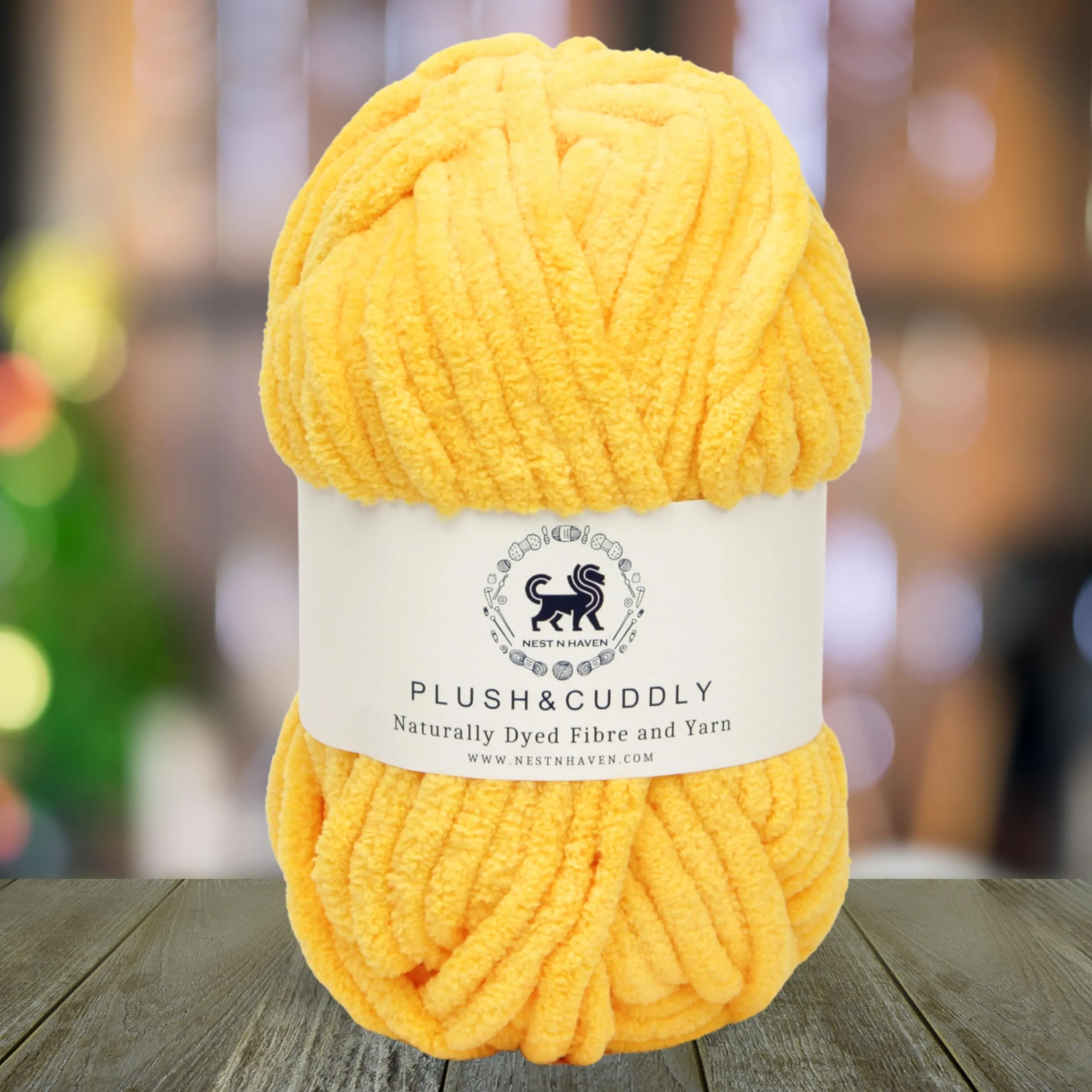 Supersoft Chenille Yarn Wool Ball for Hand Knitting - Baby-Friendly Plush & Cuddly Craft Ball (100g) - Bulky Weight - Yellow Shade NNHB060