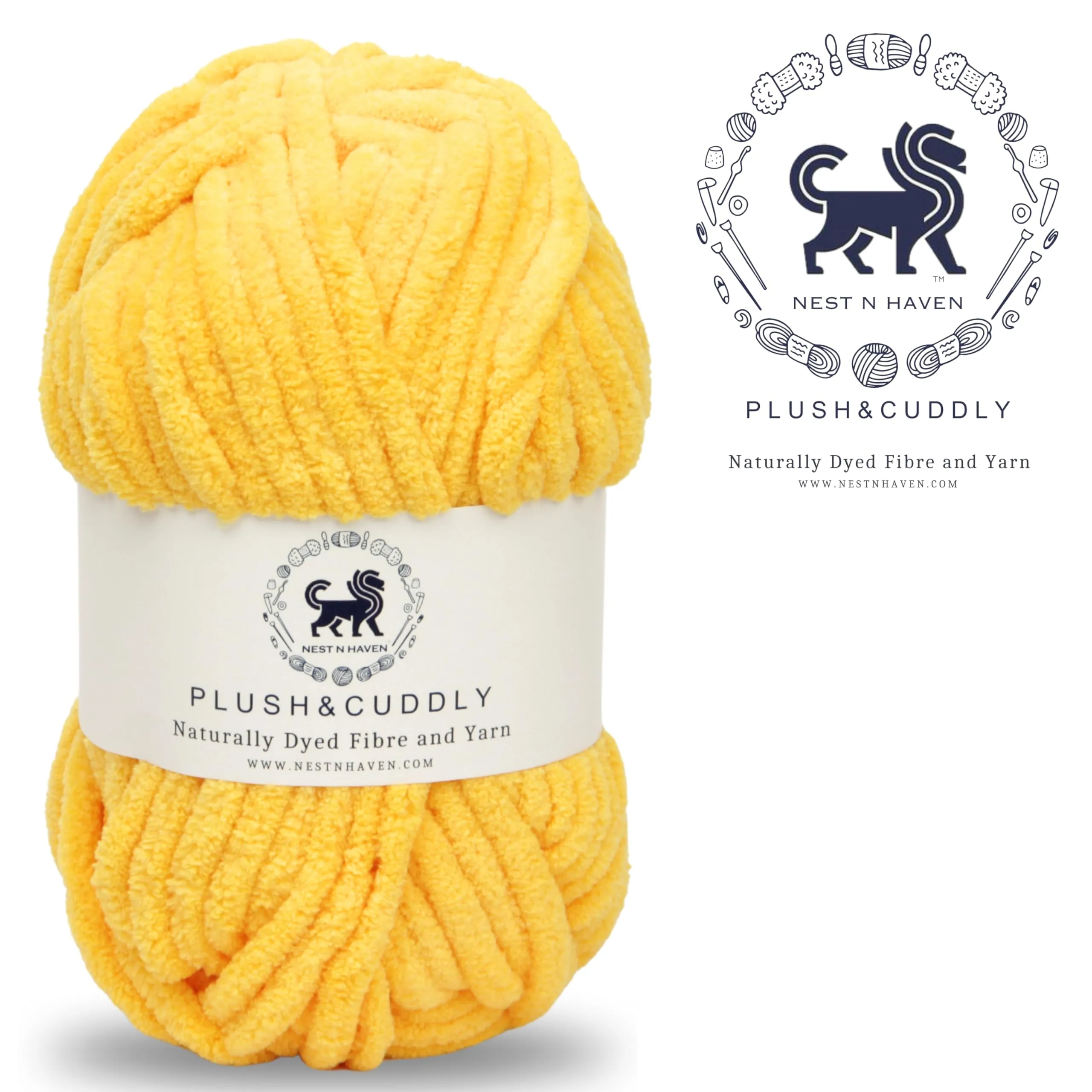 Supersoft Chenille Yarn Wool Ball for Hand Knitting - Baby-Friendly Plush & Cuddly Craft Ball (100g) - Bulky Weight - Yellow Shade NNHB060