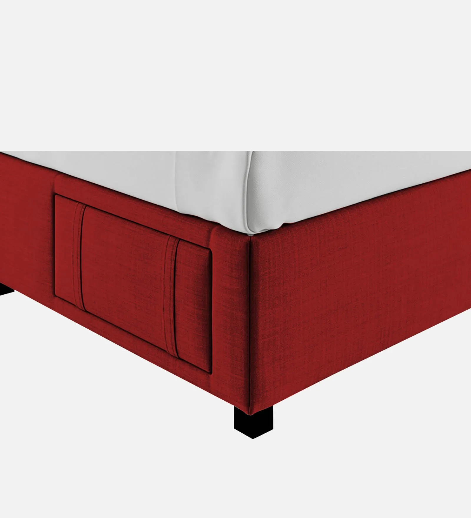 Nivi Fabric Queen Size Bed in Blood Maroon Colour with Drawer Storage