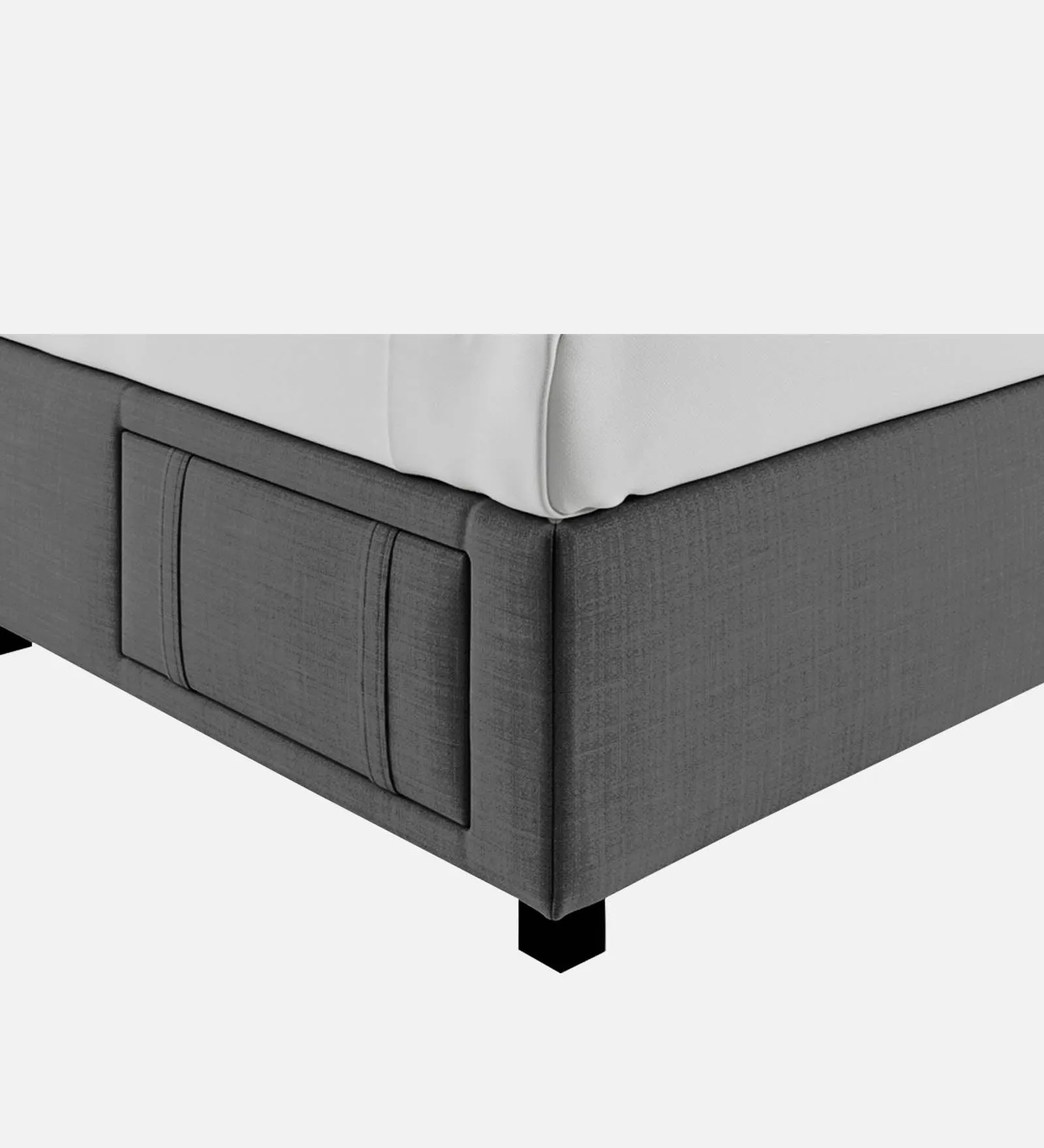 Nivi Fabric Queen Size Bed in Charcoal Grey Colour with Drawer Storage