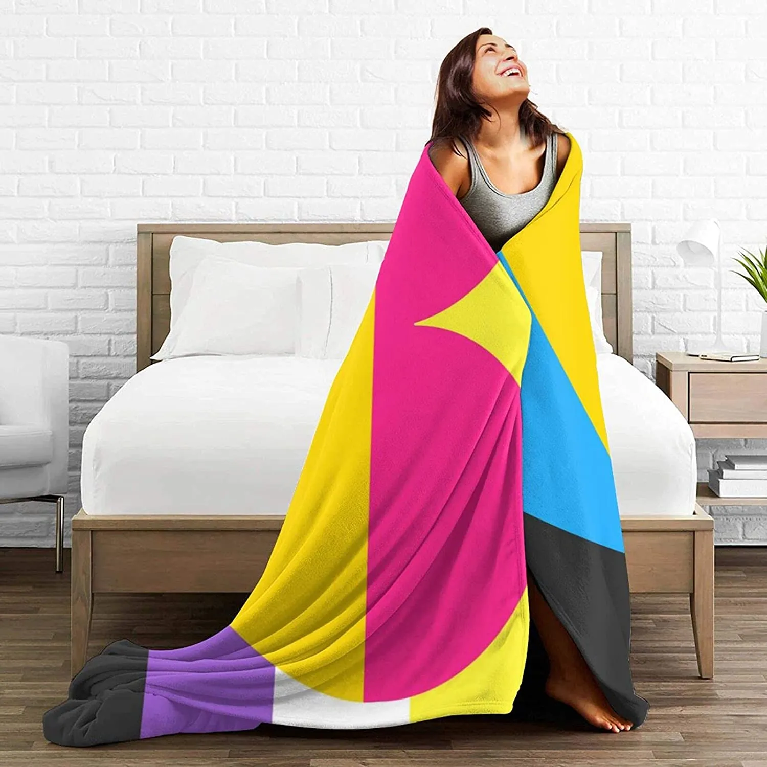 Nonbinary Pan Pride Flannel Fleece Throw Blankets For Bed Sofa Living Room Pride Month Gift To Nonbinary Pansexual