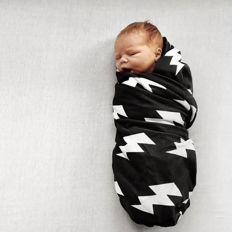 Organic Swaddle Blanket Lightning Bolts