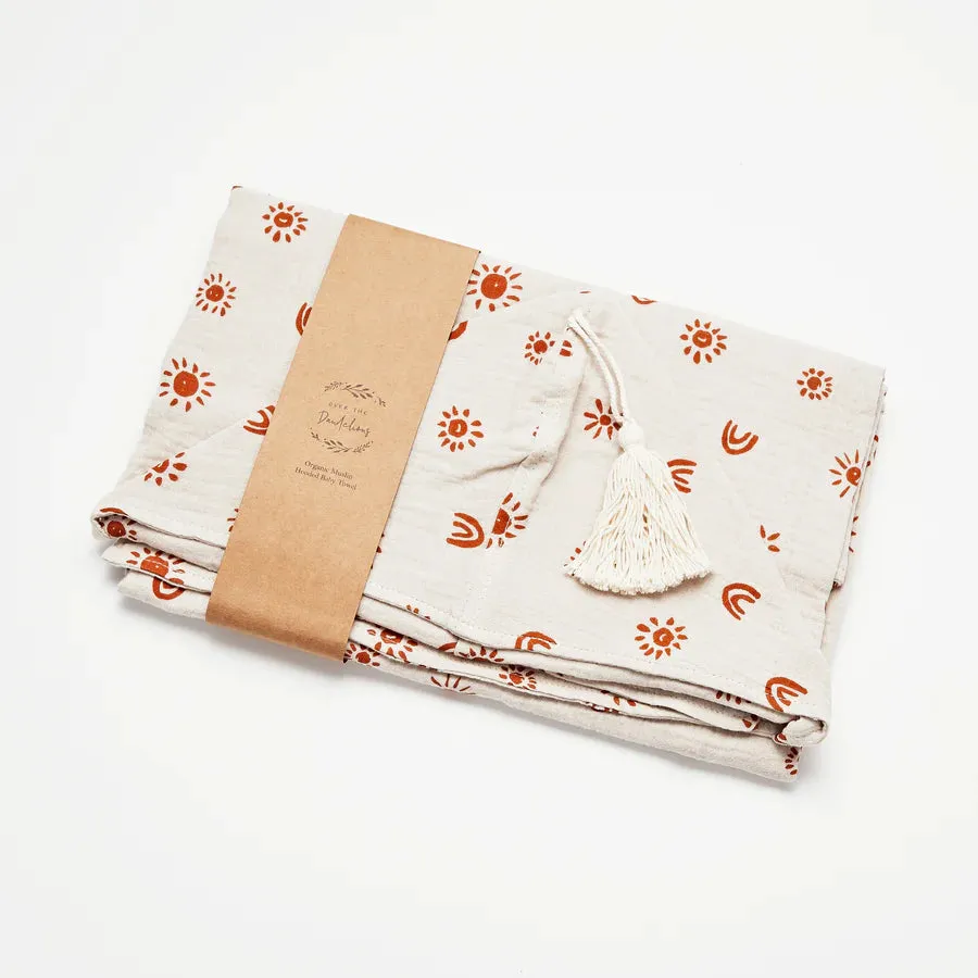 Over the Dandelions Hooded Towel - Sand/ Rust Sunny